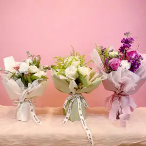 Three bouquets of flowers